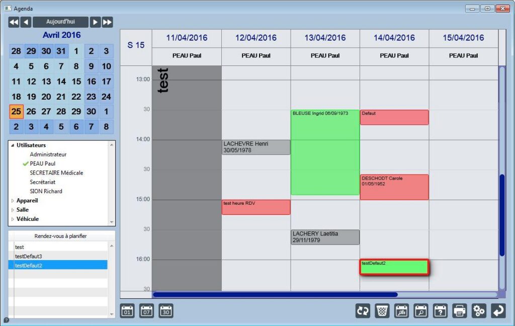 capture d'écran du composant 4D crée par blue company nommé agenda
